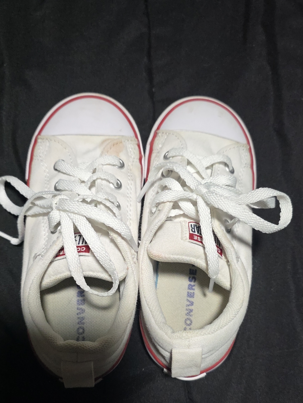 Converse Kids White Canvas Low-Top Sneakers with Red Trim